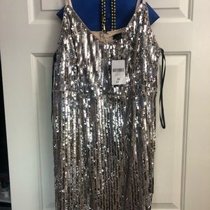 Sequin adjustable strap party dress